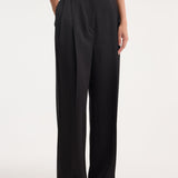 ROHE - High-waist satin trousers | black