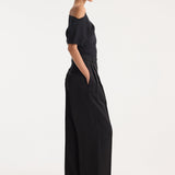 ROHE - High-waist satin trousers | black