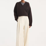 ROHE - High-waist satin trousers | cream
