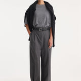 ROHE - High-waist tailored trousers | dark grey melange
