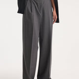 ROHE - High-waist tailored trousers | dark grey melange