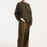 ROHE - Cable knit jumper | forest melange
