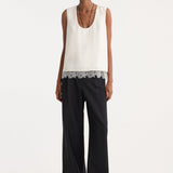 ROHE - Lace-trimmed silk top | cream