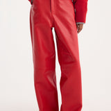 ROHE - Baggy leather trousers | rosso