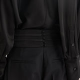 ROHE - Satin cumberband trousers | black