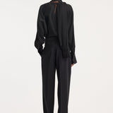ROHE - Satin cumberband trousers | black