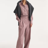 ROHE - Mid-waist tweed trousers | mauve melange