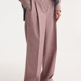ROHE - Mid-waist tweed trousers | mauve melange