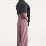 ROHE - Mid-waist tweed trousers | mauve melange