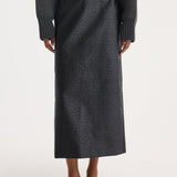ROHE - Ostrich satin column skirt | black