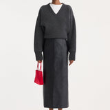ROHE - Ostrich satin column skirt | black