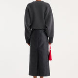 ROHE - Ostrich satin column skirt | black