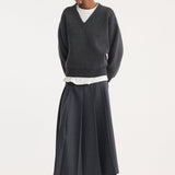 ROHE - Pleated wrap skirt | dark grey melange