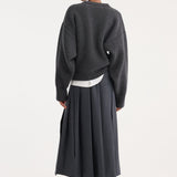 ROHE - Pleated wrap skirt | dark grey melange