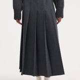 ROHE - Pleated wrap skirt | dark grey melange