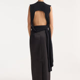 ROHE - Column satin skirt | black