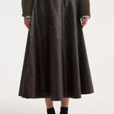 ROHE - A-line croco skirt | mahogany