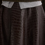 ROHE - A-line croco skirt | mahogany