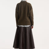 ROHE - A-line croco skirt | mahogany