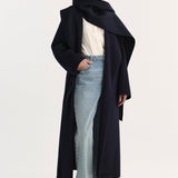 ROHE - Signature double-faced scarf coat | navy