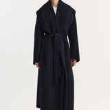 ROHE - Signature double-faced scarf coat | navy