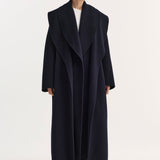 ROHE - Signature double-faced scarf coat | navy