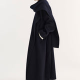 ROHE - Signature double-faced scarf coat | navy