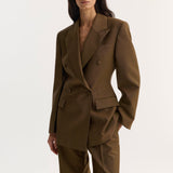 ROHE - Double-breasted waisted blazer | golden brown