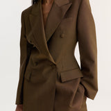 ROHE - Double-breasted waisted blazer | golden brown