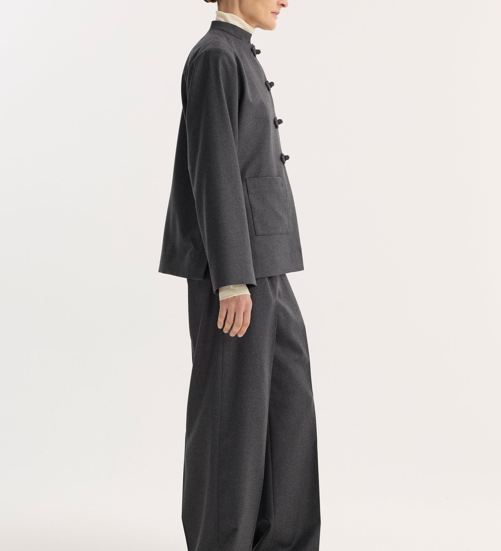 ROHE - Pankou closure jacket | dark grey melange