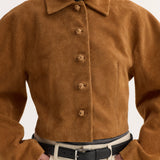 ROHE - Rounded textured suede jacket | cognac