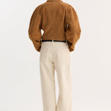 ROHE - Rounded textured suede jacket | cognac