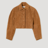 ROHE - Rounded textured suede jacket | cognac