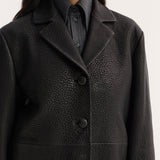 ROHE - Leather jacket with small lapel | black