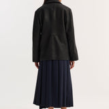 ROHE - Leather jacket with small lapel | black