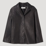 ROHE - Leather jacket with small lapel | black