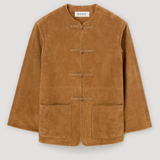 ROHE - Mandarin textured suede jacket | cognac