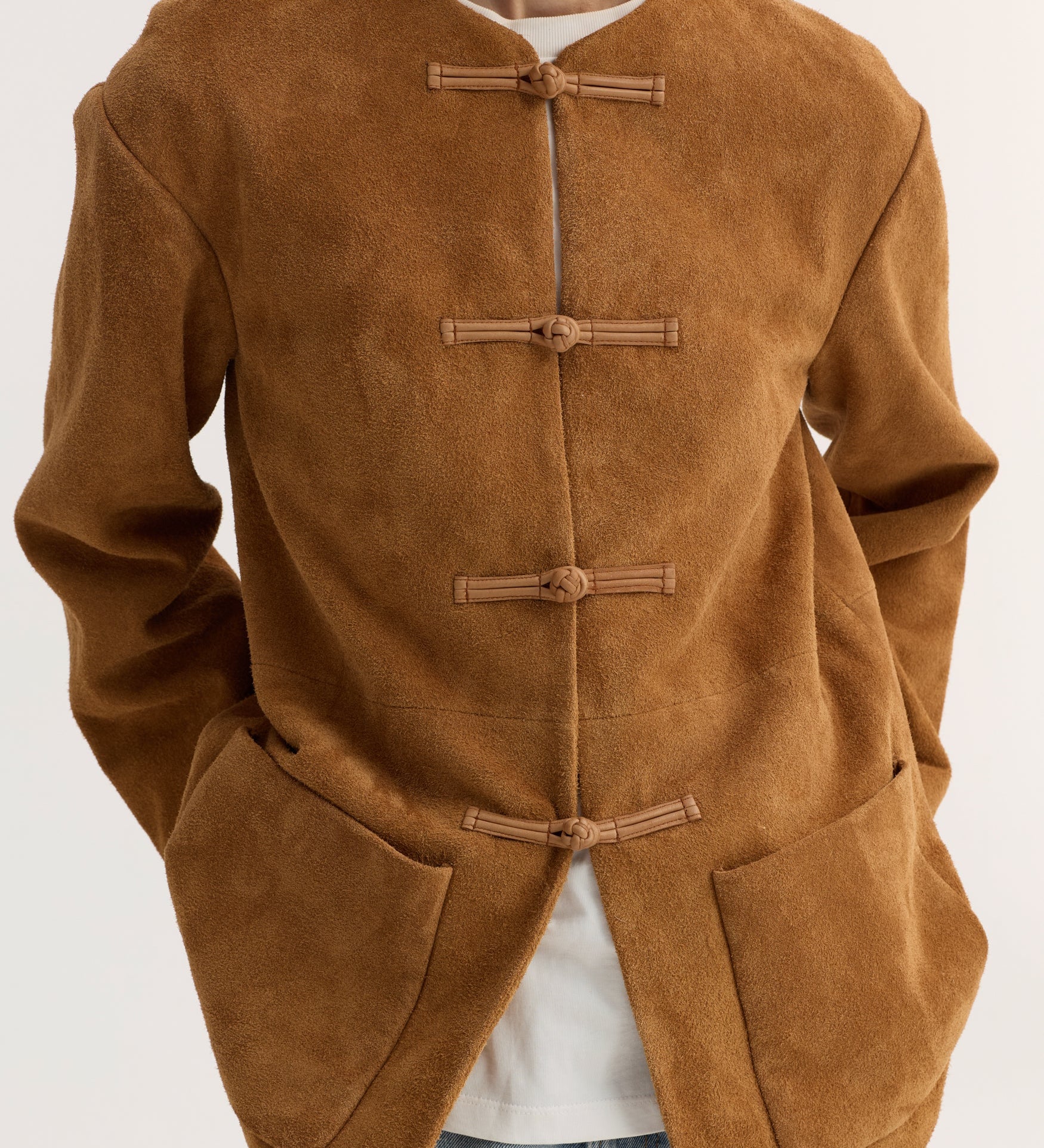 ROHE - Pankou closure suede jacket | cognac
