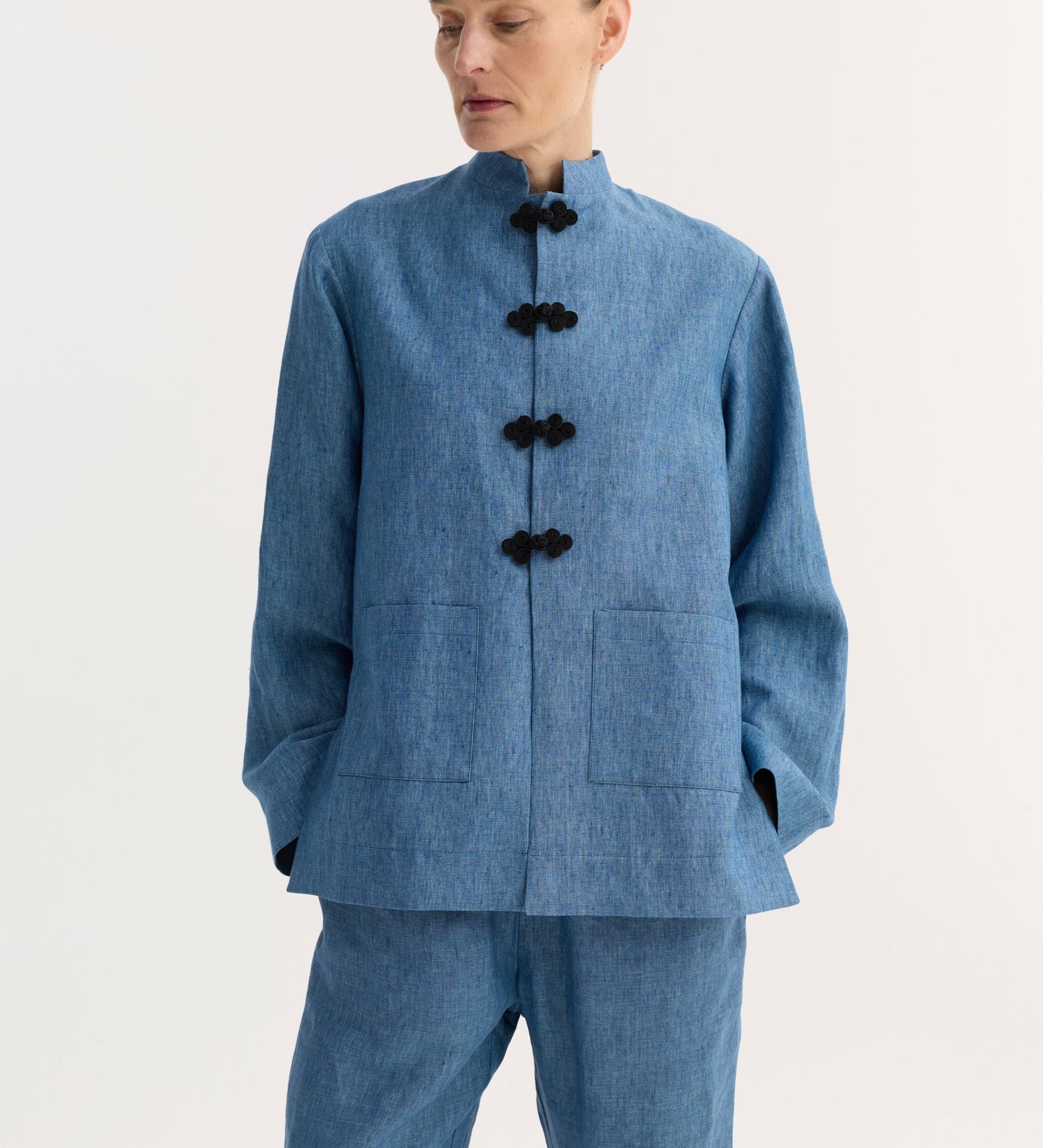 ROHE - Pankou closure jacket | ocean blue