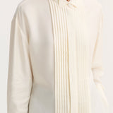 ROHE - Shaped tuxedo silk shirt | cream
