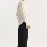 ROHE - Shaped tuxedo silk shirt | cream