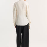 ROHE - Shaped tuxedo silk shirt | cream