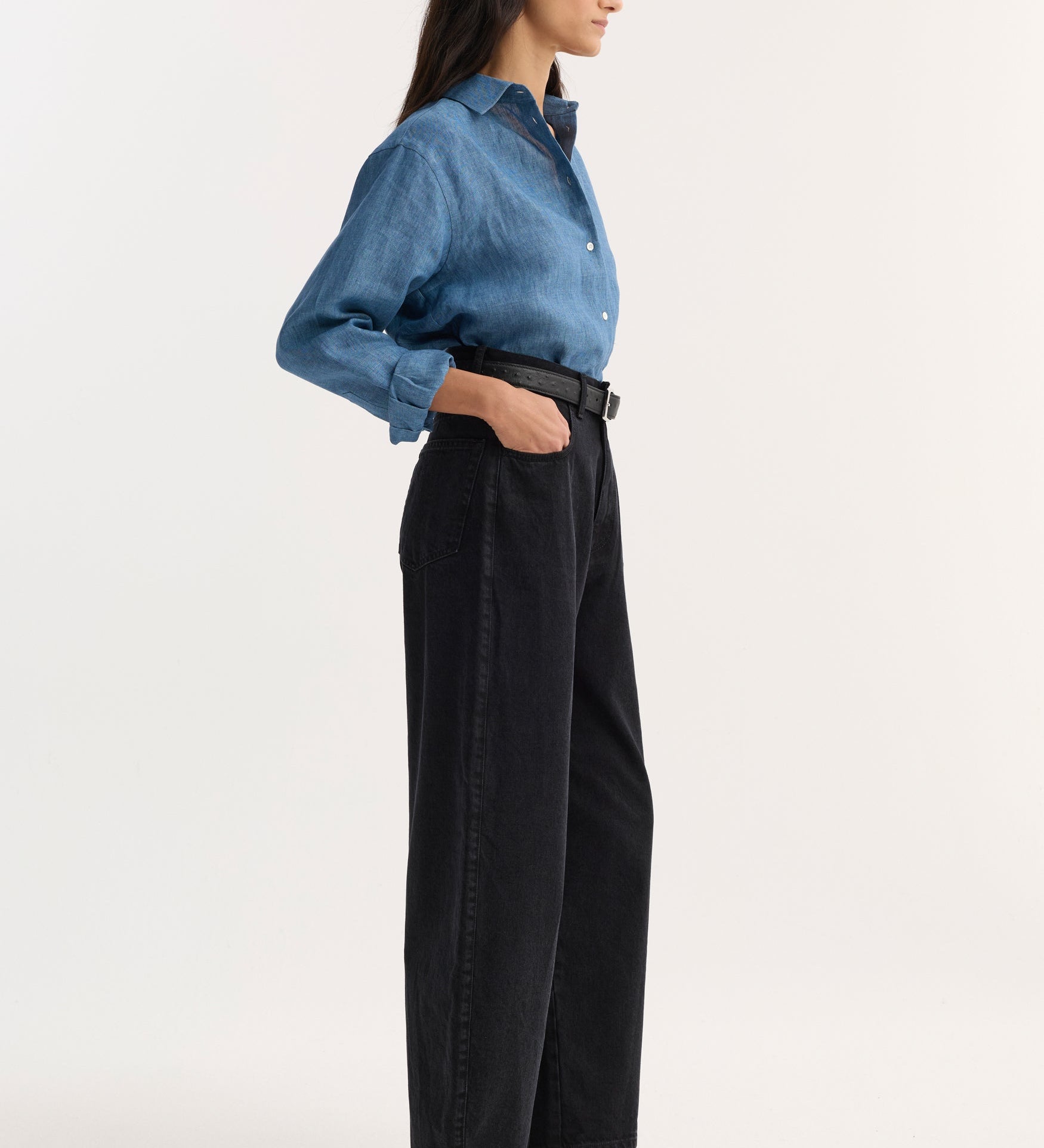 ROHE - Barrel leg denim | black