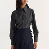 ROHE - Fitted shirt | dark grey melange