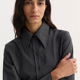 ROHE - Fitted shirt | dark grey melange