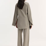 ROHE - Relaxed shaped shirt | light grey stripe