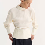 ROHE - Tuxedo silk top | cream