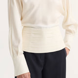 ROHE - Tuxedo silk top | cream