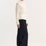 ROHE - Tuxedo silk top | cream