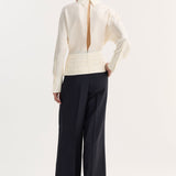 ROHE - Tuxedo silk top | cream
